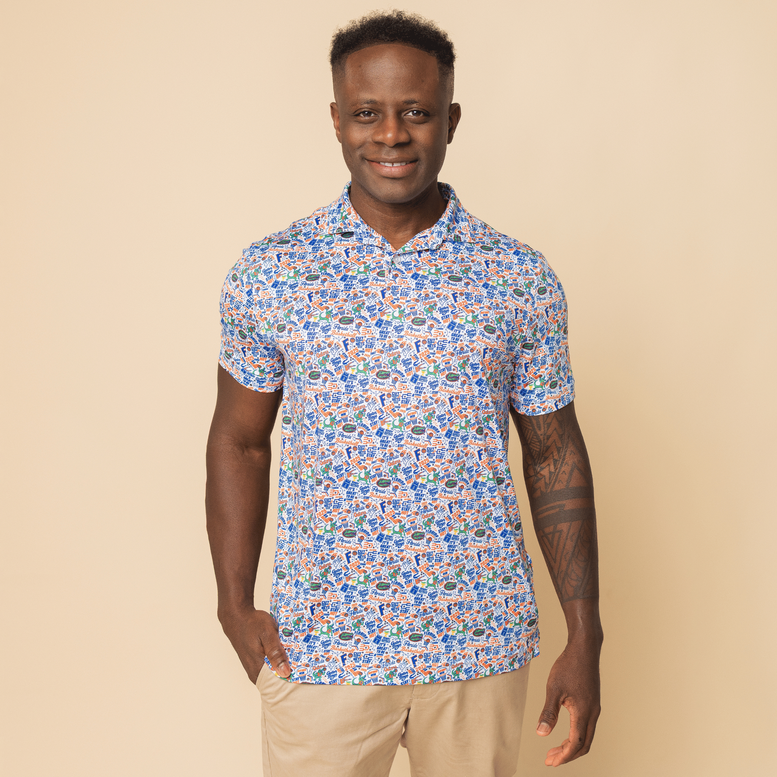 The UF Gator Basketball Print Polo